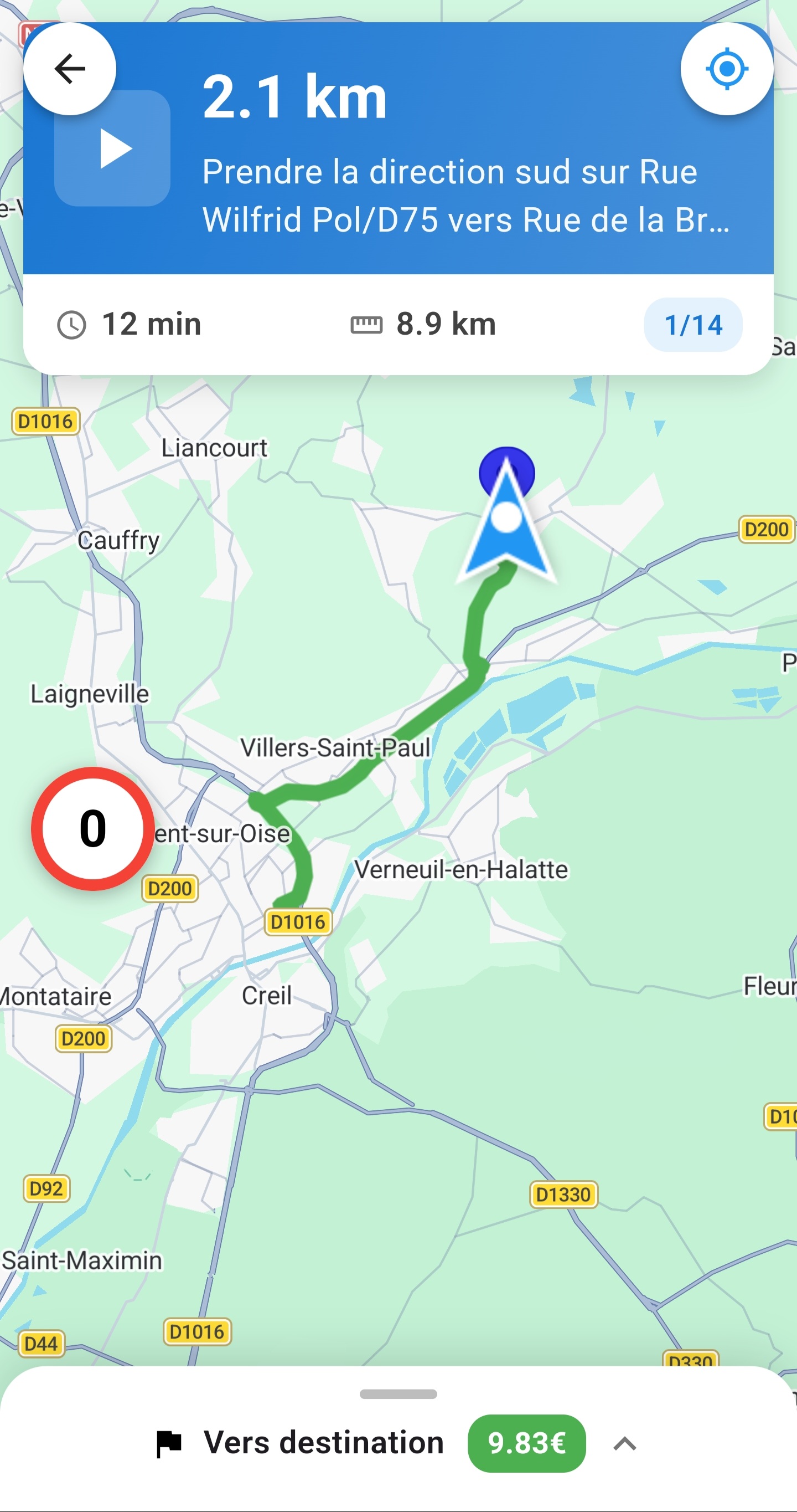 Navigation en temps réel - Course en cours